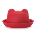 Elegant red wool bowler hat with cute cat ears for women stylish winter fashion headwear - 57cm / Red