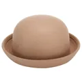 Klassieke camel wollen vilten bolhoed voor dames met een ronde bovenkant en gerolde rand - 57cm / Khaki