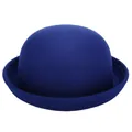 Koningsblauwe wollen bolhoed voor dames met een minimalistische ronde rand en bolle vorm - 57cm / Blauw