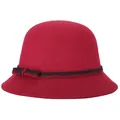 Klassieke bordeauxrode wollen cloche hoed voor dames met tweekleurige decoratieve band - Verstelbaar / Bordeauxrood