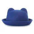Navy blue wool felt hat with cute cat ears and a curled brim for women or girls - 57cm / Blue