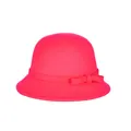 Hot pink wool cloche hat for women featuring a minimalist bow detail and round top - Rose Red