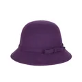 Elegant purple wool cloche hat for women featuring a stylish bow and round top design - Violet