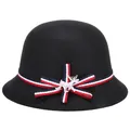 Chapeau melon enfant noir en laine avec ruban tricolore et accessoire de petit cerf - Cerf Noir (3213999081700) / Noir