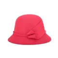 Elegant rose red wool cloche hat for women with matching fabric bow detail decoration - 57cm Adjustable / Red