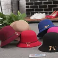 Wool felt cloche hats for women in multiple colors with elegant gold leaf charms - 57cm Adjustable / Multi-color Display 1