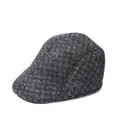 Men's winter herringbone flat cap in dark grey wool with warm ear protection feature - M (56-58cm) / Dark Gray