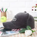 Donkergrijze baseballpet van imitatiebont met kattenoren en strass-hartversiering - M (56-58cm) / Grijs