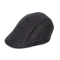 Classic dark grey herringbone flat cap for men with thick warm woolen texture for winter - M (56-58cm) / Dark Brown