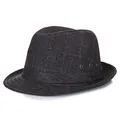 Cappello fedora jazz grigio scuro classico con trama a quadri e fori d'aria in metallo - 57cm / Nero