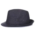Cappello fedora uomo in denim grigio scuro con occhielli e tesa cucita rinforzata - 57cm / Blu navy