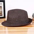 Cappello fedora a quadri marrone scuro per uomini maturi in tessuto stile vintage - 57cm / Marrone