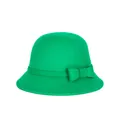 Elegant bright green wool felt cloche hat for women with matching bow detail - Green