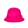 Elegant rose red wool cloche hat for women featuring a stylish side bow and ribbon trim - Rose Red