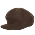 Brown pure wool newsboy cap for women with octagonal structure and soft plush texture - M (56-58cm) / Mixed Light Brown