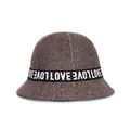 Cappello cloche in lana marrone da donna con nastro LOVE per la moda invernale - 57cm Regolabile / Marrone