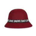 Cappello a secchiello pieghevole in lana bordeaux con nastro LOVE elegante per donna - 57cm Regolabile / Rosso