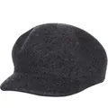 Dark grey wool newsboy cap for women featuring a classic vintage octagonal structure - M (56-58cm) / Mixed Black