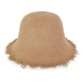 Elegante cappello a secchiello in lana cammello per donna con bordo sfrangiato per l'inverno - M (56-58cm) / Cachi