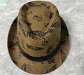 Cappello fedora di paglia da uomo con stampe surf blu navy e nastro nero classico - Caffè Stampato