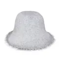 Cappello a secchiello in cashmere grigio chiaro con frange per stile invernale - M (56-58cm) / Grigio chiaro