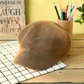 Women's breathable khaki woven newsboy hat with refined openwork texture design - M (56-58cm) / Coffee