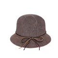 Foldable wool felt bucket hat for women in taupe with decorative bow accent - M (56-58cm) / Brown