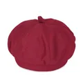 Deep red vintage beret for women with textured wool finish and classic multi-panel design - M (56-58cm) / Burgundy