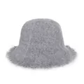 Cappello a secchiello grigio in cashmere da donna con bordi sfrangiati e calda trama - M (56-58cm) / grigio scuro