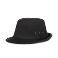 Classic black wool fedora hat for men featuring vintage metal eyelets and a narrow brim - M / Black