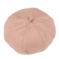 Women's warm nude pink wool beret hat in pumpkin style for autumn and winter - M (56-58cm) / Khaki