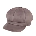 Classic brown octagonal newsboy hat in suede texture with adjustable fit for autumn - M (56-58cm) / Brown