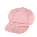 Pink faux suede newsboy hat for women with adjustable octagonal retro design - M (56-58cm) / Pink