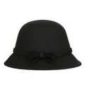 Eleganter schwarzer Glockenhut aus australischer Wolle mit Schleife für Damen im Herbst - M (56-58cm) / Schwarz