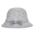 Elegant grey Australian wool felt cloche hat for women with a delicate bow detail - M (56-58cm) / Mixed Grey