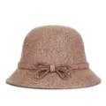 Classic Australian wool cloche hat in brown with a matching bow detail for women - M (56-58cm) / Mixed Camel