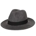 Classic dark gray wool fedora hat with black grosgrain ribbon for autumn and winter - 57cm / Mixed Dark Gray