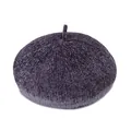 Classic dark purple knitted beret made of soft chenille fabric with a round top stem - M (56-58cm) / Dark Gray