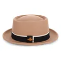 Cappello fedora in lana kaki da donna con nastro e accessorio ape dorata - M (56-58cm) / Cachi