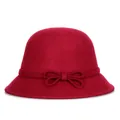 Elegant deep red Australian wool cloche hat for women with bow decoration - M (56-58cm) / Burgundy