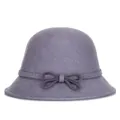 Women's dark purple Australian wool cloche hat with an elegant bow accent for winter - M (56-58cm) / Gray