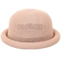 Elegant light pink dome-shaped straw hat with breathable fine woven texture for women - Kids 52cm / Pink