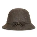 Women's Australian wool felt cloche hat in dark brown with elegant ribbon bow detail - M (56-58cm) / Mixed Coffee