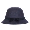 Deep grey Australian wool cloche hat with ribbon bow detail for women in winter - M (56-58cm) / Mixed Teal