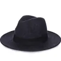 Classic dark grey wool fedora hat with a black grosgrain ribbon for a vintage style - 57cm / Blue Mix