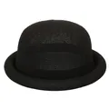 Elegant black woven straw cloche hat with a stylish rolled brim for summer shade - Kids 52cm / Black