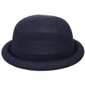 Classic navy blue dome knitted sun hat with elegant rolled brim for women - Navy Blue