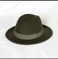 Classic dark green pure wool felt fedora hat for men with matching decorative ribbon band - 57cm / Army Green