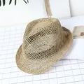 Handmade hollow straw fedora hat in natural light color for sun protection - M (56-58cm) / Fedora Style / Natural