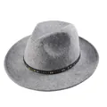 Elegant marl grey wool fedora hat with a metal studded leather band in classic British style - 57cm / Mixed Light Gray